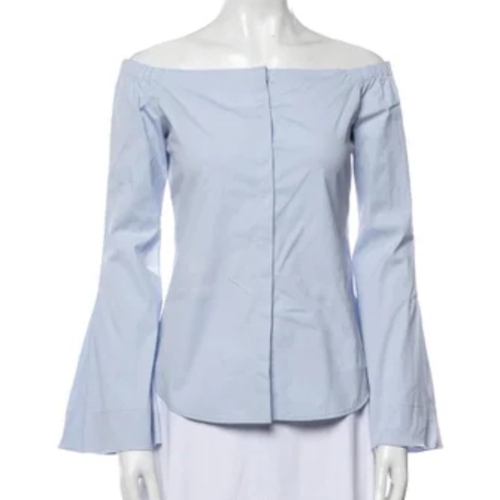 Theory Long Bell Sleeve Off the Shoulder Button up Top Size M